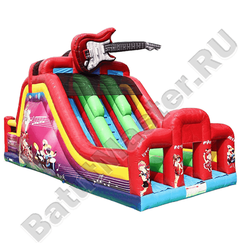 Детский надувной батут-горка "Love music"