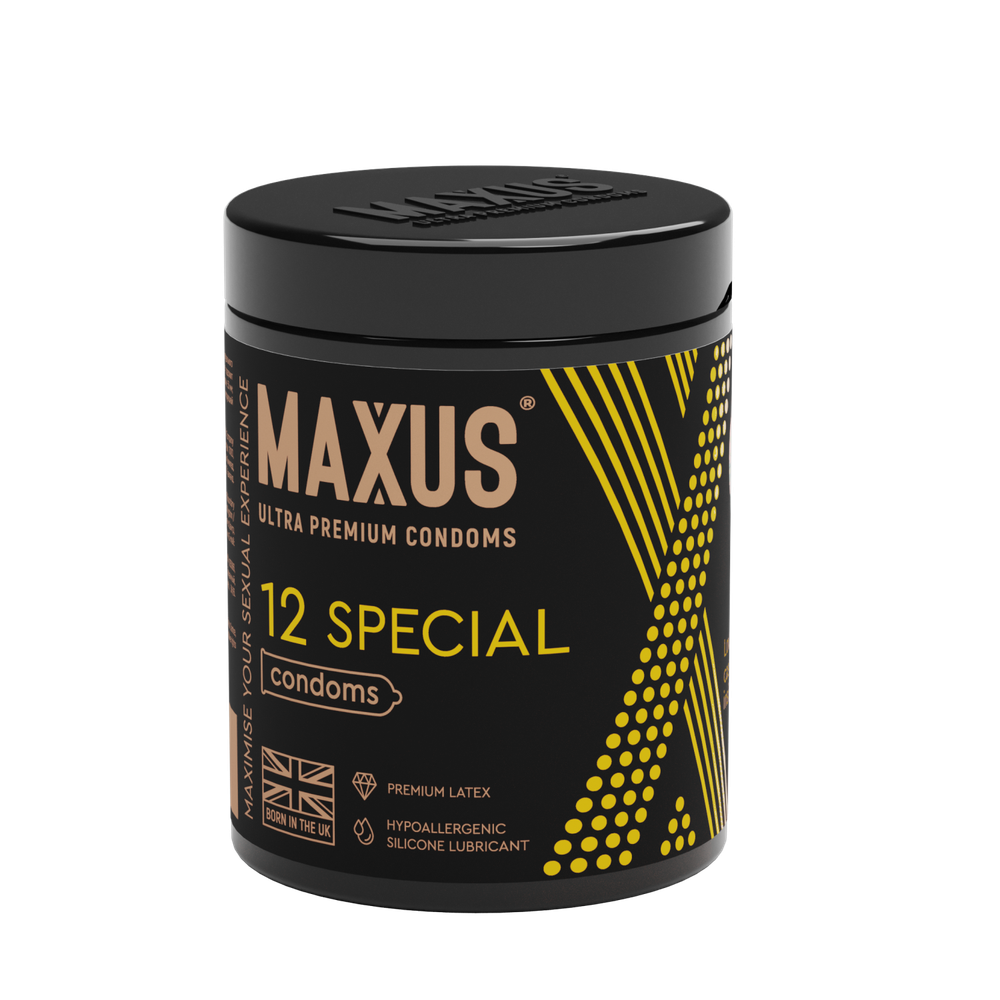 Презервативы MAXUS Special №12 с железным кейсом, точечно-ребристые X-Edition, 12 шт