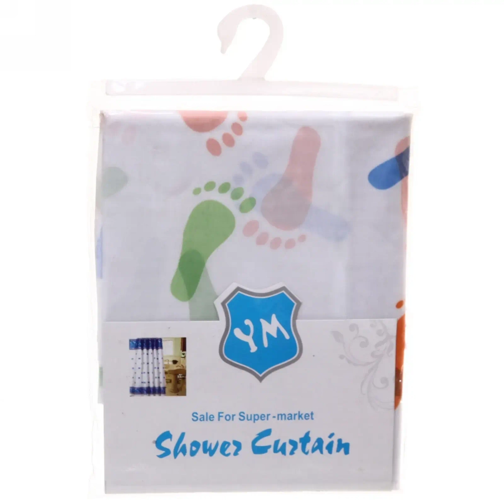 Штора для ванной PVC 170*180"Следы» 10 колец