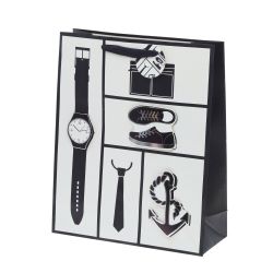 GAEM Пакет подарочный (бумага 210г/м2, блок микс12шт), L26 W10 H32 см, 4в.