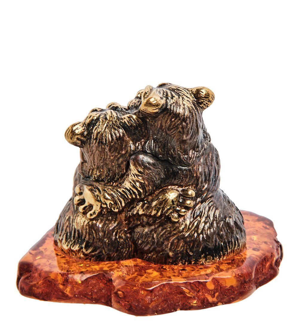 Народные промыслы AM-3037 Фигурка «Медведи» (латунь, янтарь)