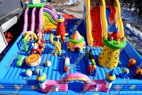 Большая площадка с высокой горкой "Дино-городок", 15*15*6 м