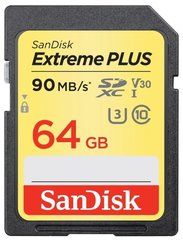 Карта памяти SanDisk Extreme PLUS SDXC Class 10 UHS Class 3 V30 90MB/s 64GB