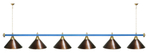 Лампа STARTBILLIARDS 6 пл. (плафоны зеленые,штанга золотая,фурнитура золото)