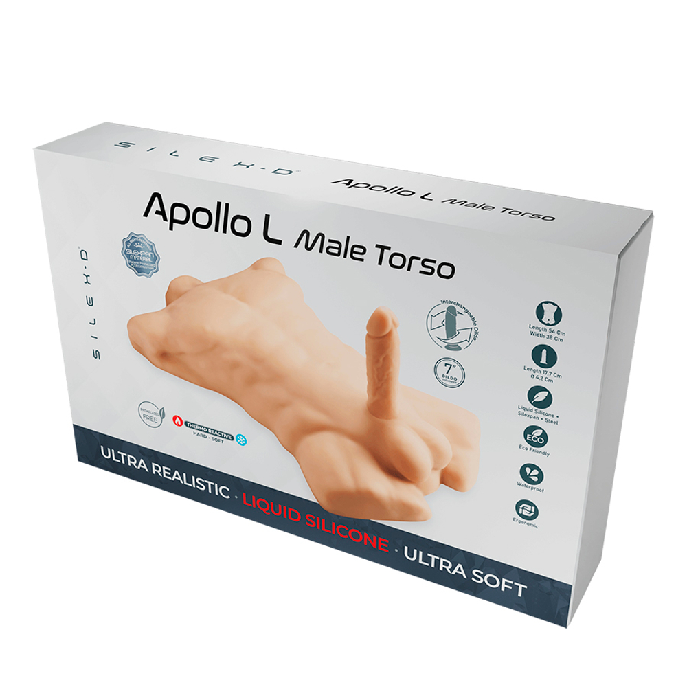 SILEXD Apollo L - Торс с фаллоимитатором, телесный, 7'