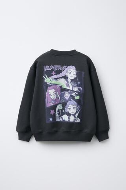 ZARA ТОЛСТОВКА С ПРИНТОМ KPOP DEMON HUNTERS™ NETFLIX ©, АНТРАЦИТОВО-СЕРЫЙ