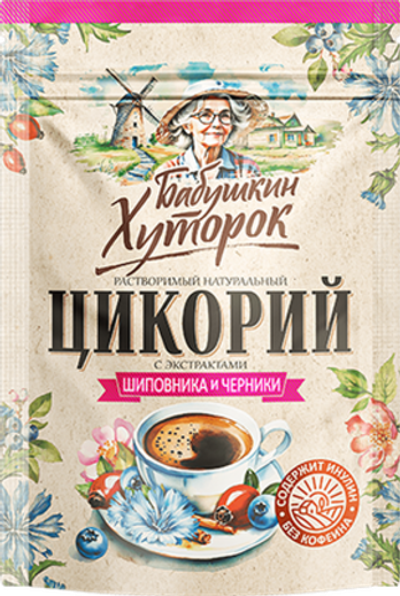 БАБУШКИН ХУТОРОК цикорий порошок ЧЕРНИКА/ШИПОВНИК 100гр ZIP (1х12)