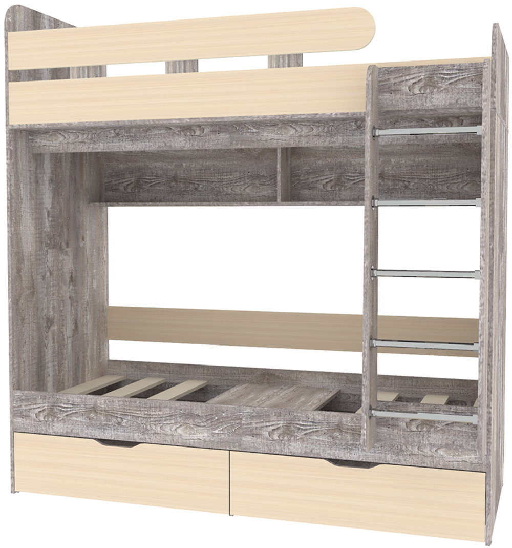 Двухъярусная кровать КарИВи Юниор 5 80x160 Бетон  Дуб Молочный