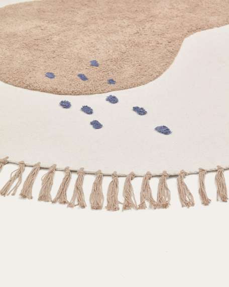 Tamya Круглый ковер из 100% хлопка с коричневой грушей Ø 120 см