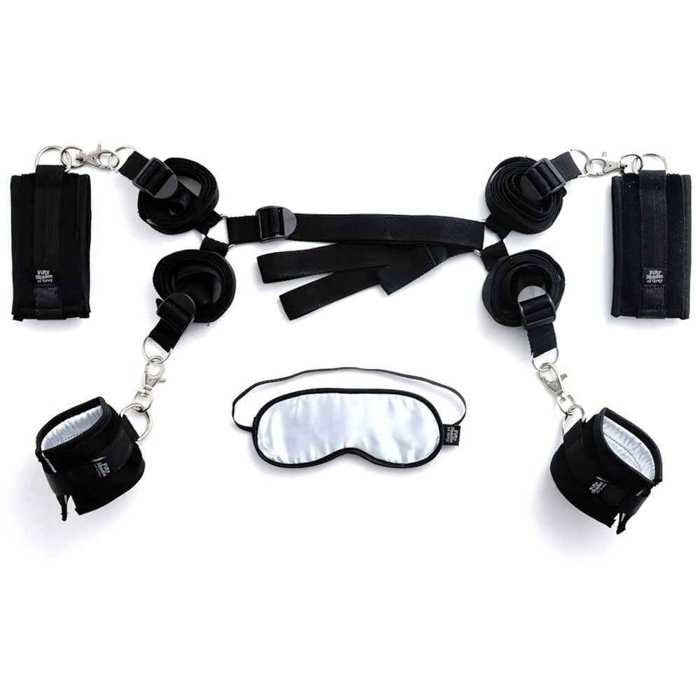Комплект бондажа Under The Bed Restraints Kit (Цвет: серебристый с черным)