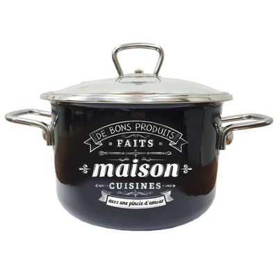 Кастрюля сталь, эмал, 5.5 л, с крыш, крышка стекло, Appetite, Maison, 1SD225S, индукц