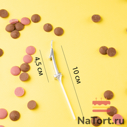 Свеча для торта мини, цифра 1 (серебро, 4,5 см)