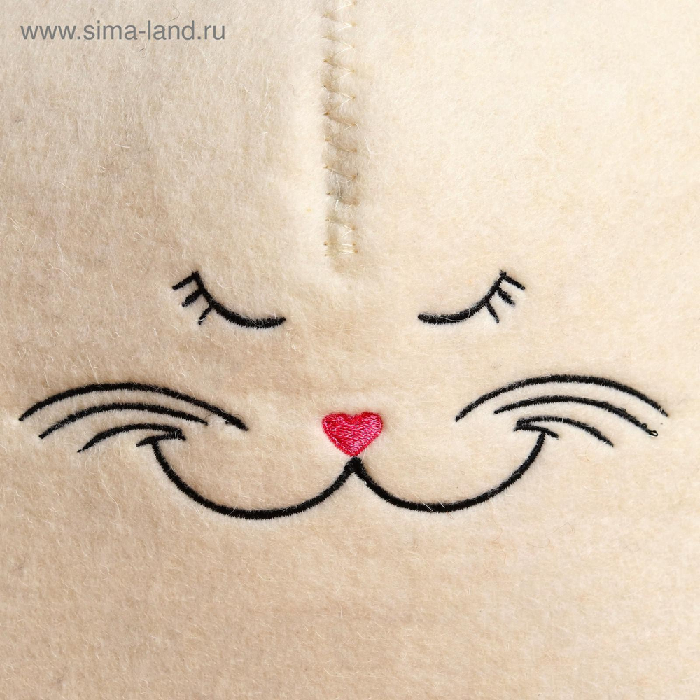 Шапка для бани и сауны, «Кошечка», полиэфир, шерсть, белая