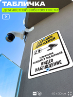 Табличка для частной территории "Датчики движения", на дом, для участка, организаций и частных территорий, предупреждающая, 40х30 см, Silver Plane x Айдентика Технолоджи