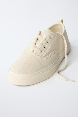 ZARA КЕДЫ СО ШНУРКАМИ, ЭКРЮ