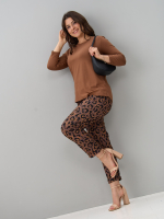 Брюки Бдж-129/кофе-леопард