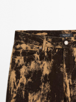 Massimo Dutti Джинсы прямого кроя из бархатистого хлопка, коричневый