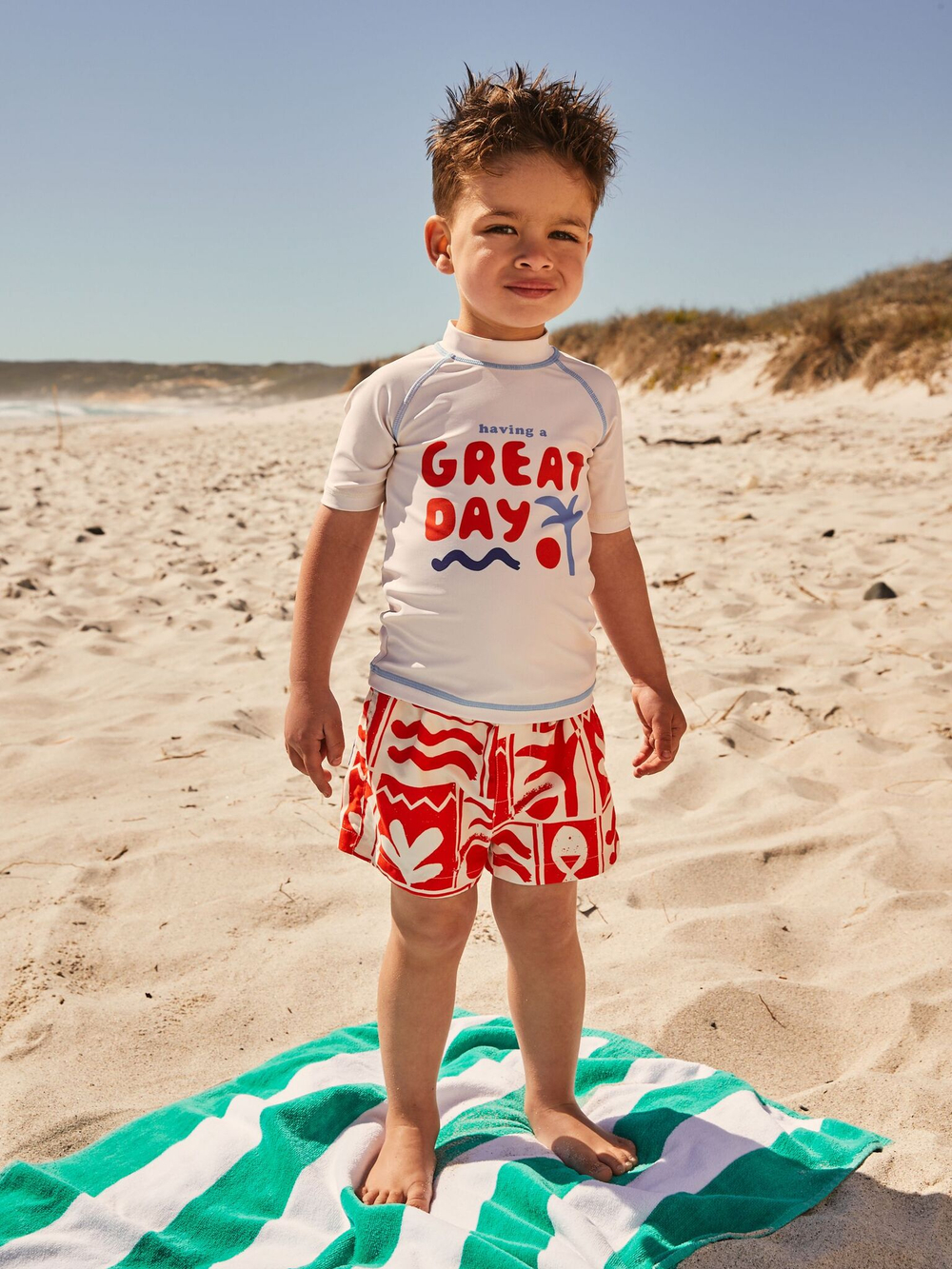 Костюм плавательный раздельный для мальчика Next E91-837, Красный, Белый