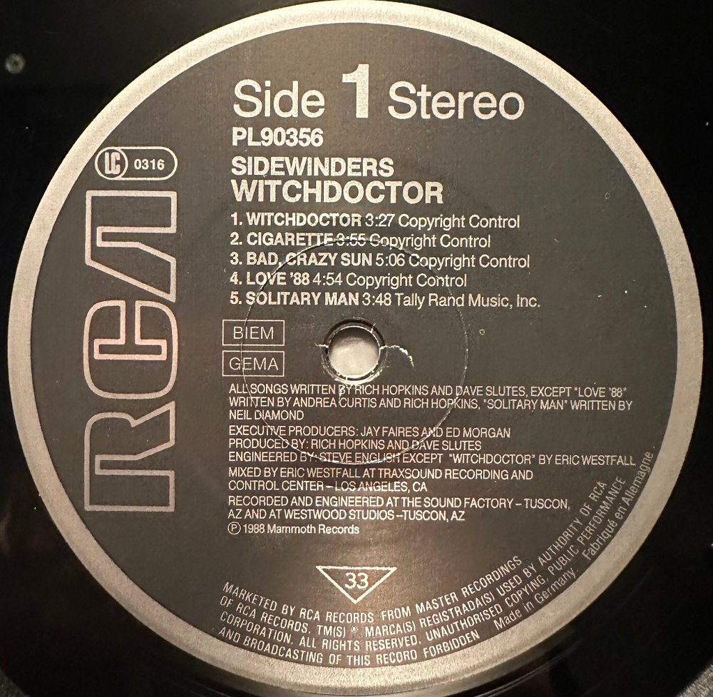 Sidewinders - Witchdoctor (Германия 1989г.)
