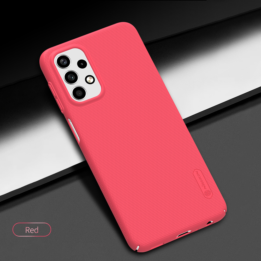 Тонкий жесткий чехол красного цвета от Nillkin для смартфона Samsung Galaxy A23 4G и 5G, серия Super Frosted Shield