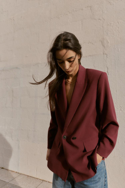 ZARA ДВУБОРТНЫЙ БЛЕЙЗЕР ОВЕРСАЙЗ, БУРГУНДИ