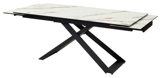Стол LIVORNO 180 KL-188 Контрастный мрамор матовый, итальянская керамика/ черный каркас