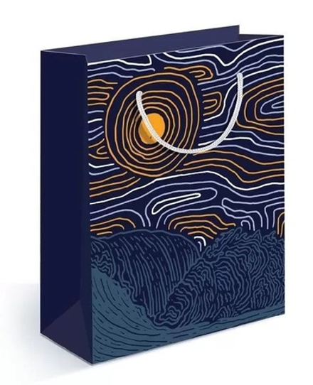 Пакет подарочный, Ночной пейзаж, 23*18*10 см, 1 шт.