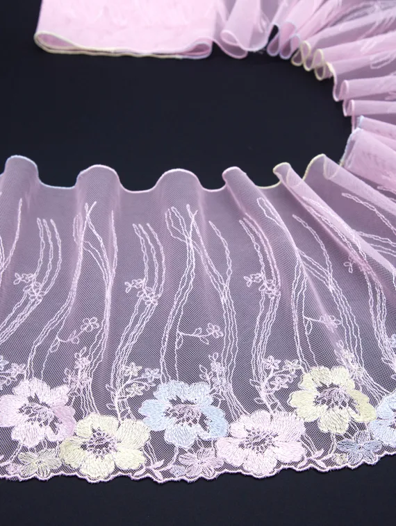 05-116 ОПТ Вышивка на неэл. сетке 21 см, Рассвет, розовый/желтый/голубой