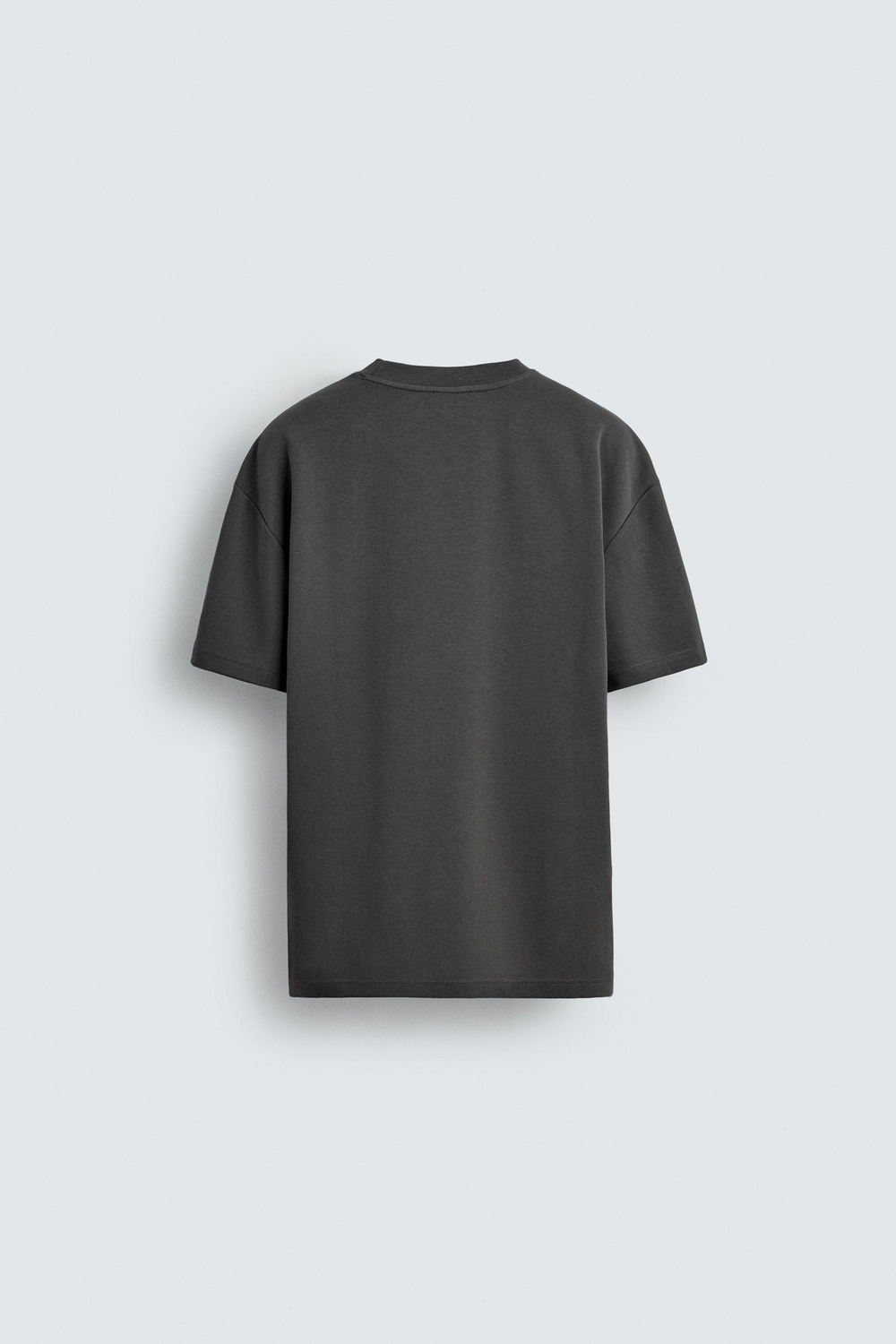 ZARA ФУТБОЛКА RELAXED FIT INTERLOCK, АНТРАЦИТОВЫЙ