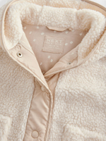 Куртка флисовая с капюшоном на молнии для девочки Next 378-041, Кремовый