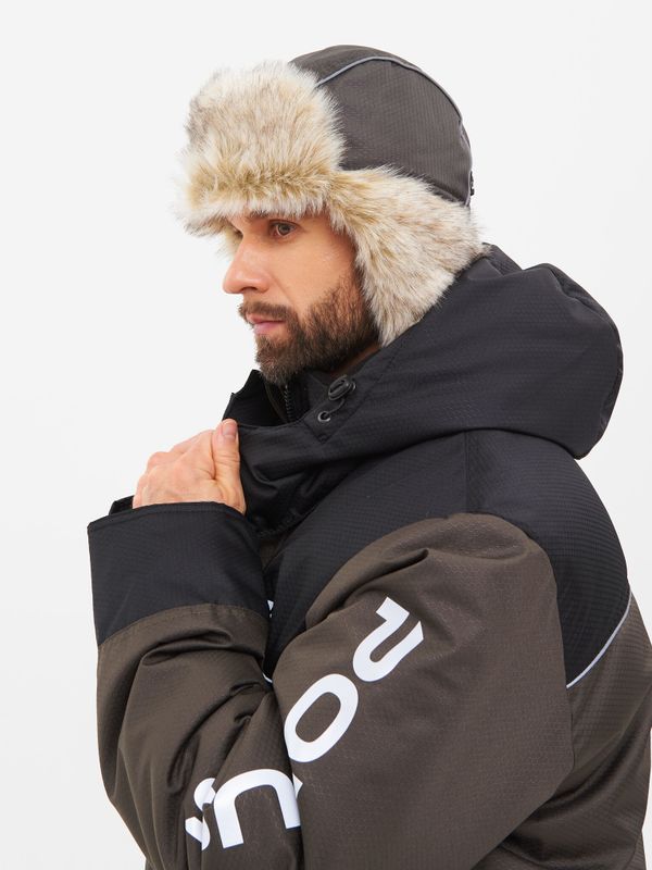 Шапка ушанка зимняя Полюс ткань Cell цвет Хаки