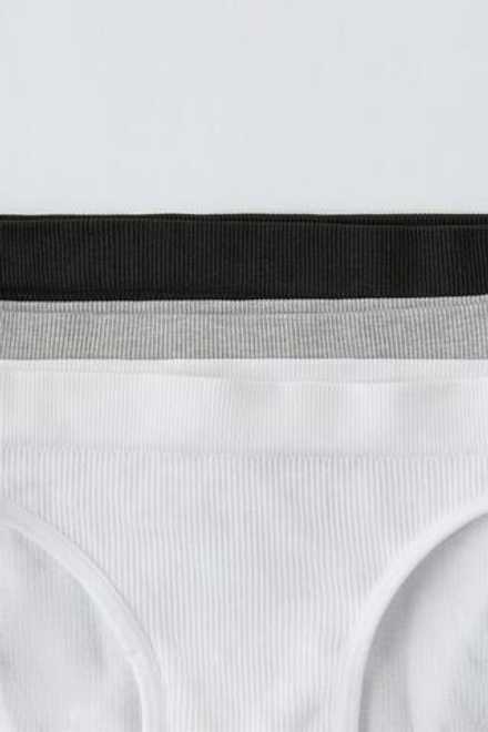 ZARA НАБОР ИЗ ТРЕХ БЕСШОВНЫХ ТРУСОВ, БЕЛЫЙ