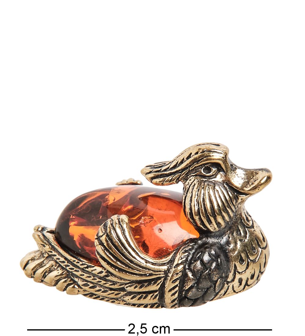 Народные промыслы AM- 541 Фигурка «Селезень» (латунь, янтарь)
