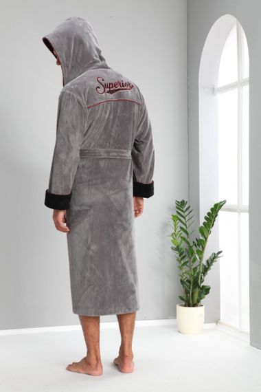 Халат мужской  махровый с капюшоном 1170  Nusa