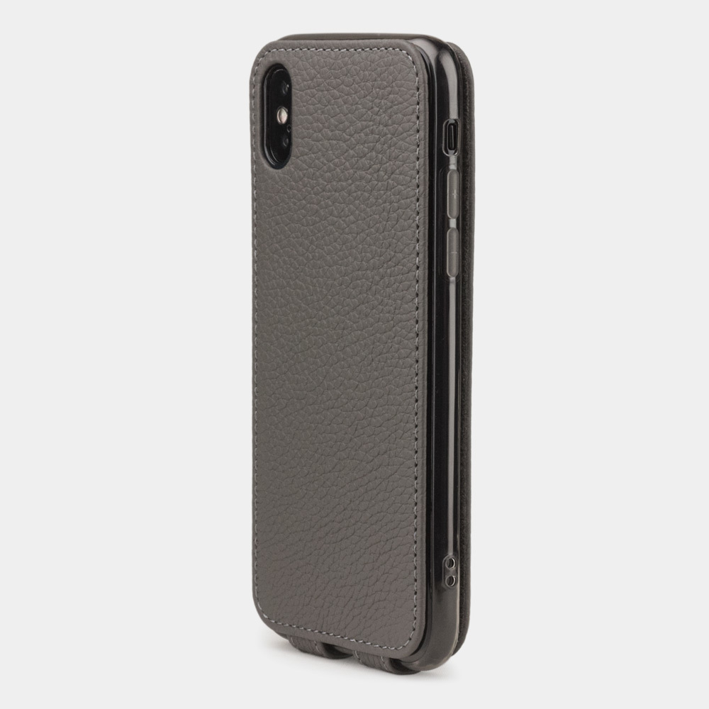 Чехол для iPhone X/XS из натуральной кожи теленка, серого цвета