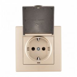 Розетка с заземлением и шторкой, с крышкой Arte Milano SET06-1 SET06-1-41-1 shampan