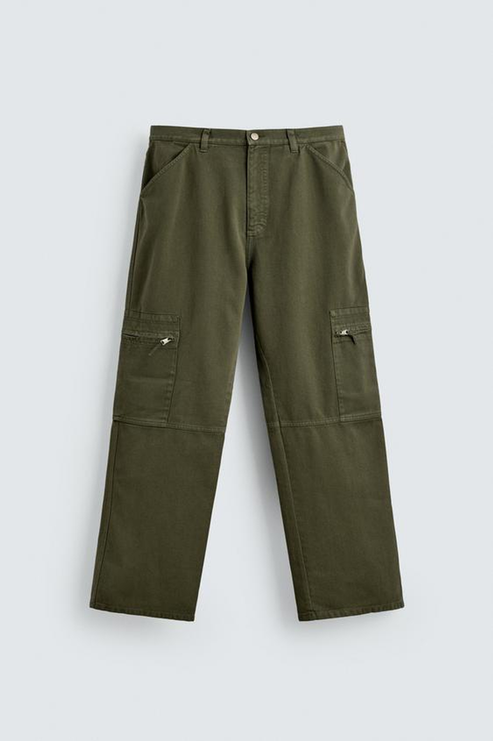 ZARA БРЮКИ КАРГО RELAXED FIT С ЭФФЕКТОМ ПОТЕРТОСТИ, ХАКИ