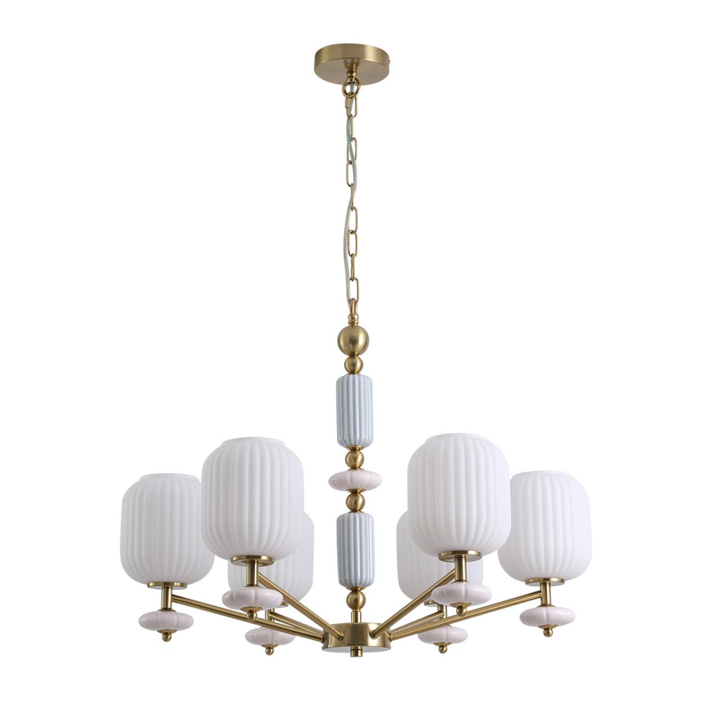 8334/6 MODERNI LN26 033 бронза/белый, металл/керамика/стекло Люстра E27 6*40W 220V ALEGRA