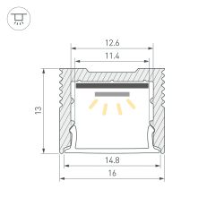Профиль SL-SLIM-H13M-2000 BLACK (BY) (Arlight, Алюминий) 061375