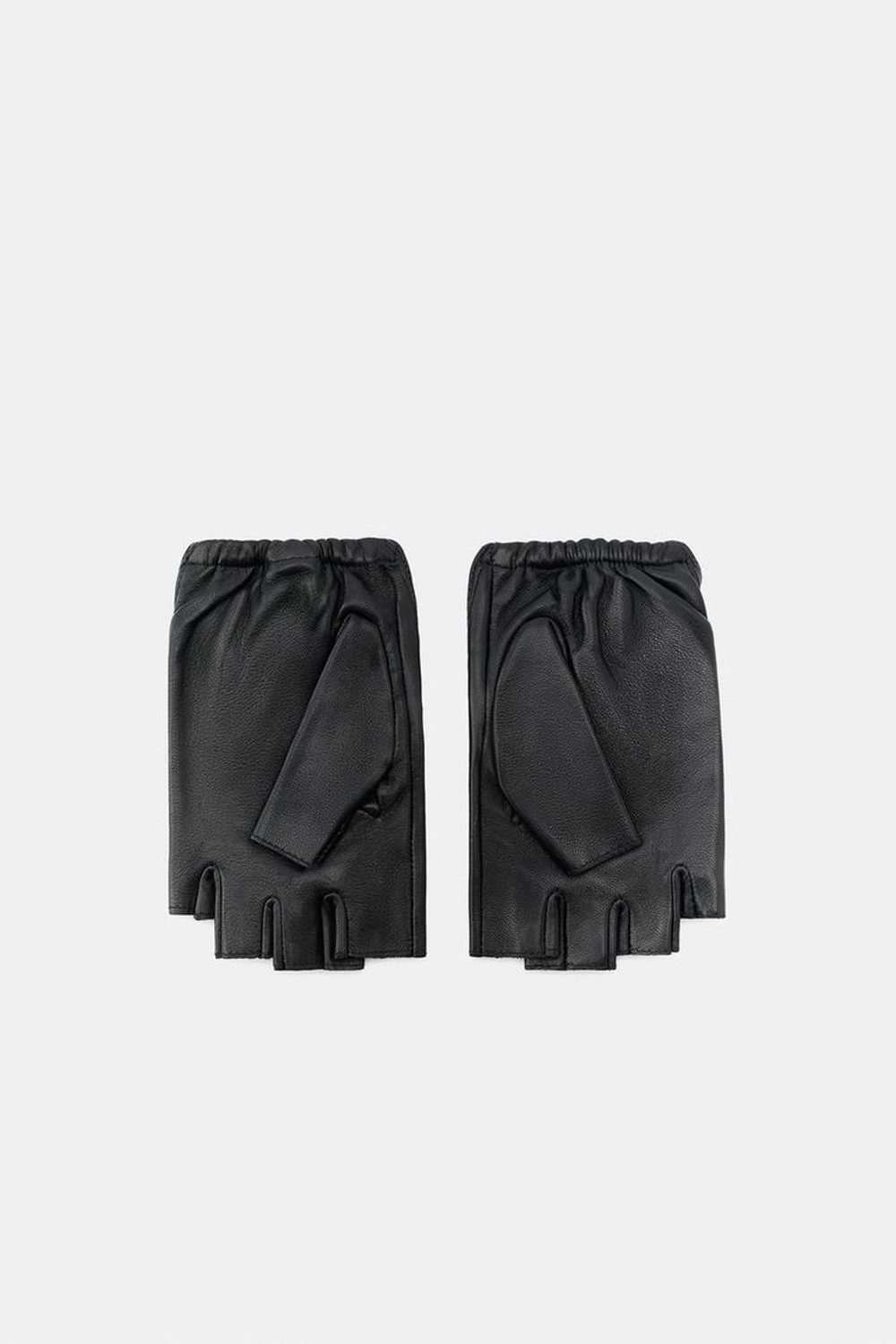 ZARA КОРОТКИЕ КОЖАНЫЕ МИТЕНКИ С ЗАКЛЕПКАМИ И КАМНЯМИ, ЧЕРНЫЙ