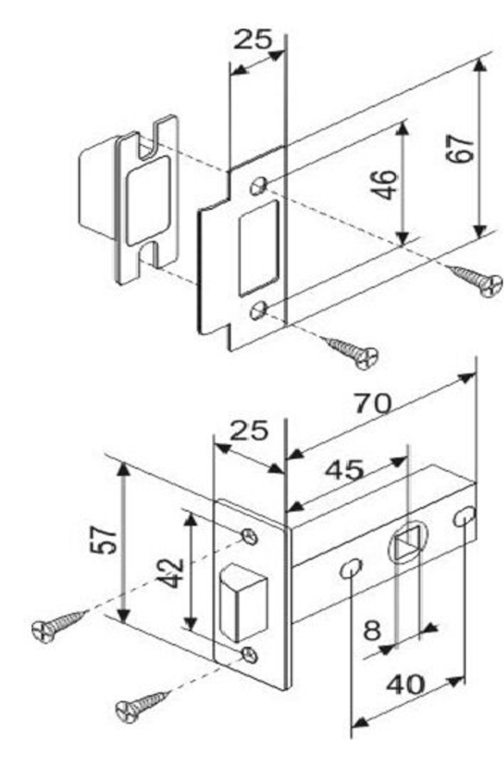 Защелка MORELLI L6-45 SN бел. никель