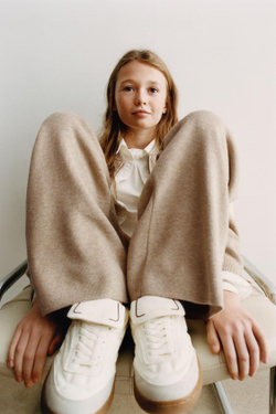 ZARA ТРИКОТАЖНЫЕ БРЮКИ WIDE-LEG, РЫЖЕВАТО-КОРИЧНЕВЫЙ