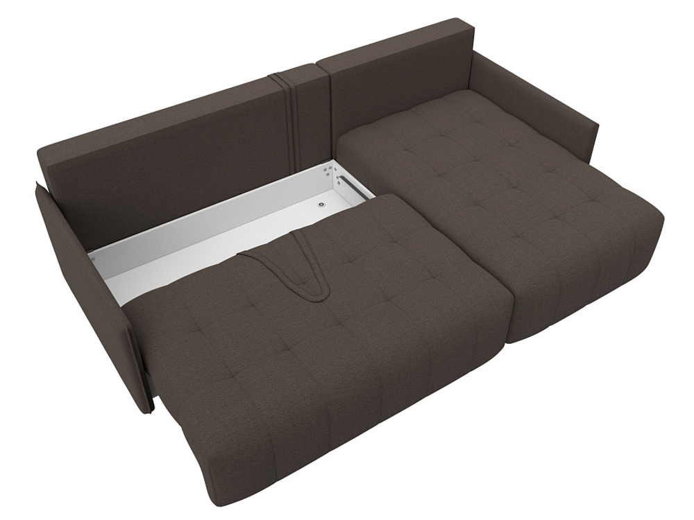 Диван угловой Лига-054 НПБ угол универсальный РОГОЖКА Амур 05 коричневый