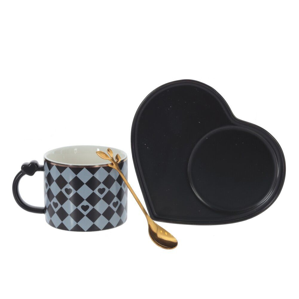 GAEM Кружка с блюдцем и ложкой, 220 мл, L16 W14 H7,5 см, 4в.