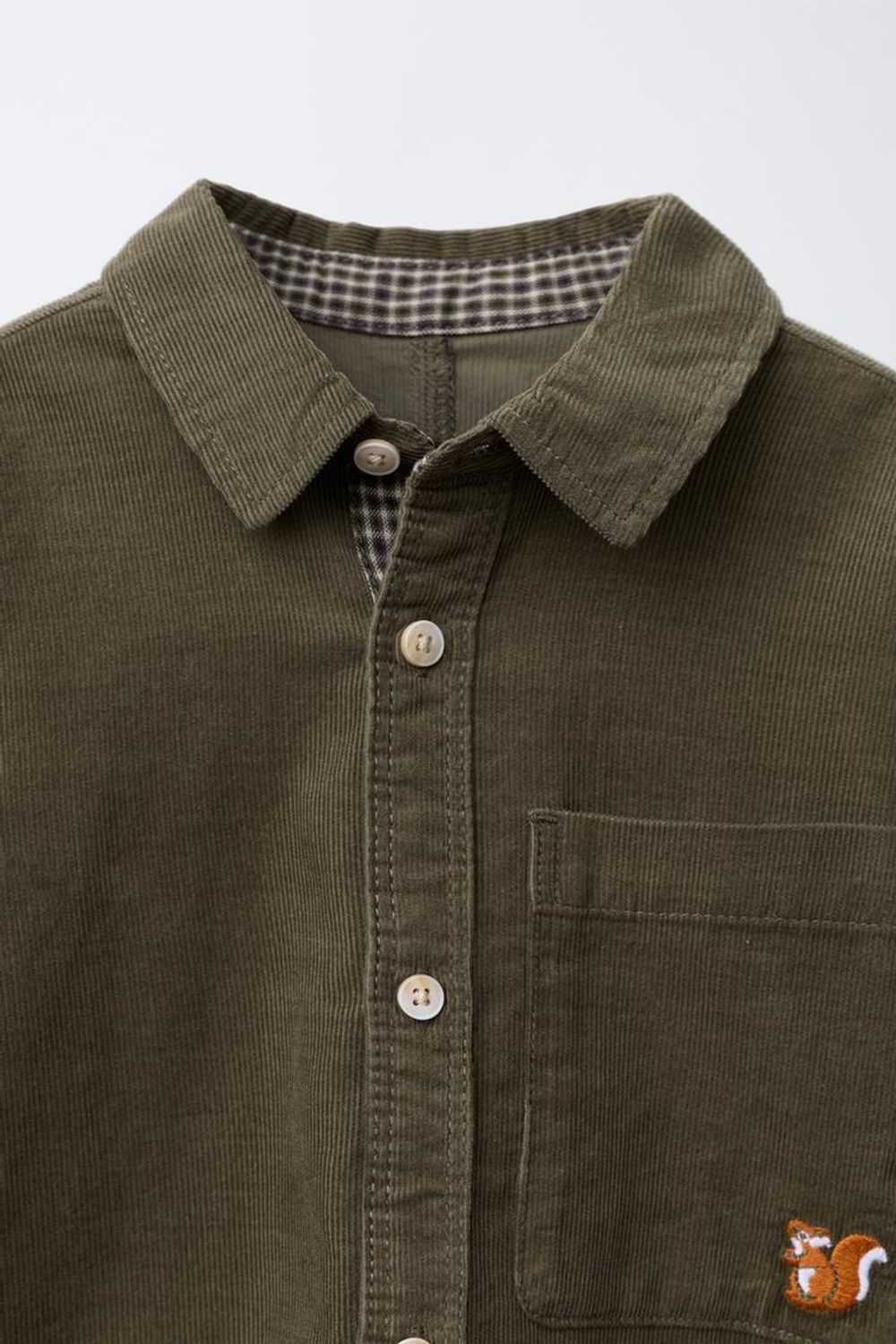 ZARA РУБАШКА ИЗ МИКРОВЕЛЬВЕТА С КАРМАНАМИ, ЗЕЛЕНЫЙ