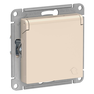 Systeme Electric AtlasDesign Беж Розетка с/з, со шторками, с крышкой, 16А, в сборе