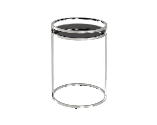 Журнальный столик Гестия 41*60см стекло черное сталь серебро