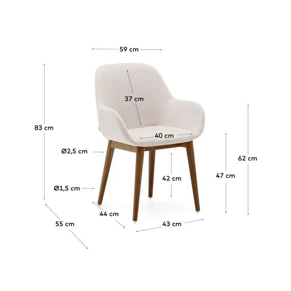Стул Konna бежевый, ножки темный ясень