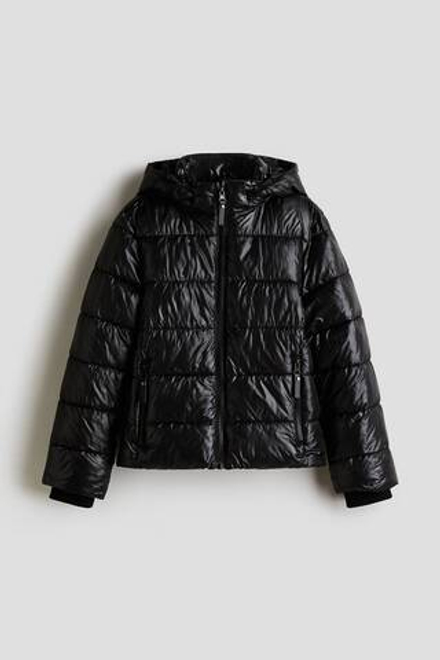 H&M Пуховая куртка с капюшоном, черный