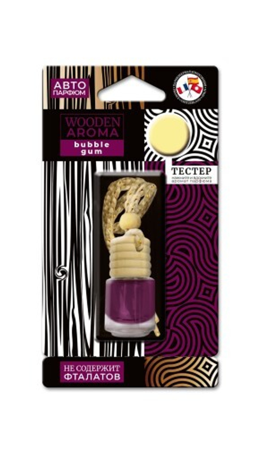 Ароматизатор подвесной  Wooden Aroma  Bubble Gum (аромат яркой жвачки) (FOUETTE)